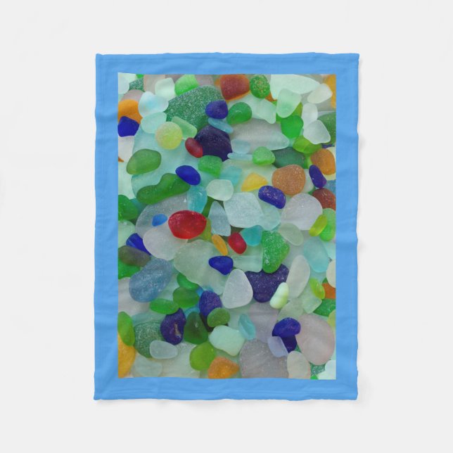 Sea glass, beach glass darker colors fleece blanket (Front)