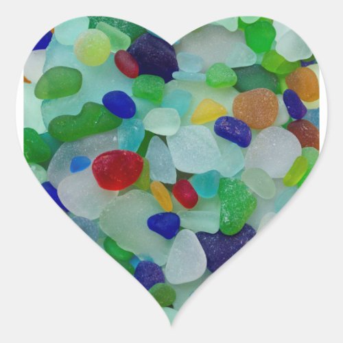 Sea glass beach glass heart stickers