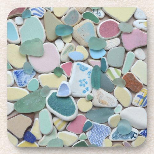 Sea glass beach glass pottery photo coasters