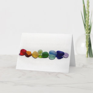 Sea glass, beach glass rainbow blank greeting card
