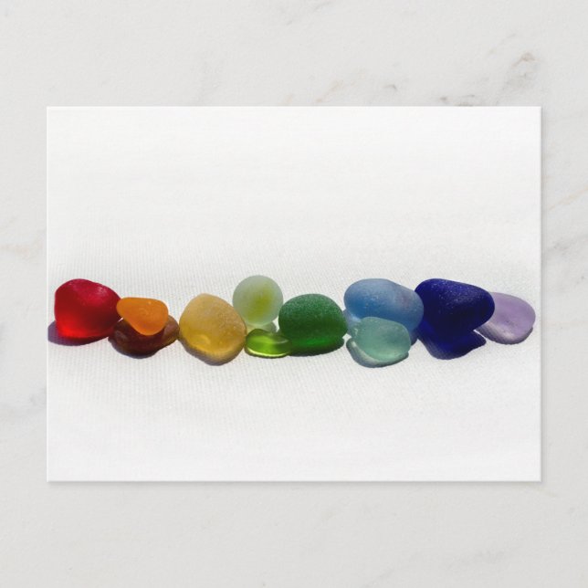 Sea glass, beach glass rainbow post card (Front)
