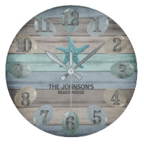 Sea Glass Beach Nautical Driftwood Large Clock Sea Glass Beach Nautical Driftwood Large Clock