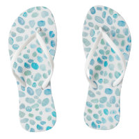 Sea Glass Beach Pebbles Texture Blue Flip Flops