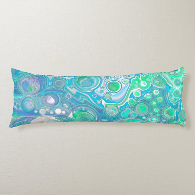 Sea Glass Blue and Green Marble Fluid Art  Body Pillow (Front)
