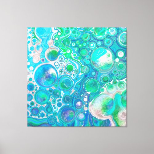 Sea Glass Blue and Green Marble Fluid Art  Canvas Print