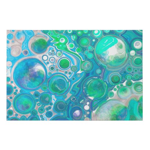 Sea Glass Blue and Green Marble Fluid Art  Faux Canvas Print