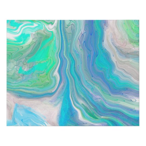 Sea Glass Blue and Green Marble Fluid Art    Faux Canvas Print