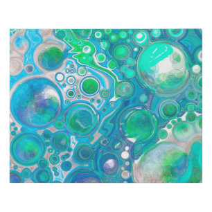 Sea Glass Blue and Green Marble Fluid Art Faux Canvas Print