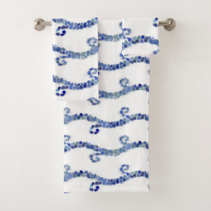 Sea glass - blue waves bath towel set