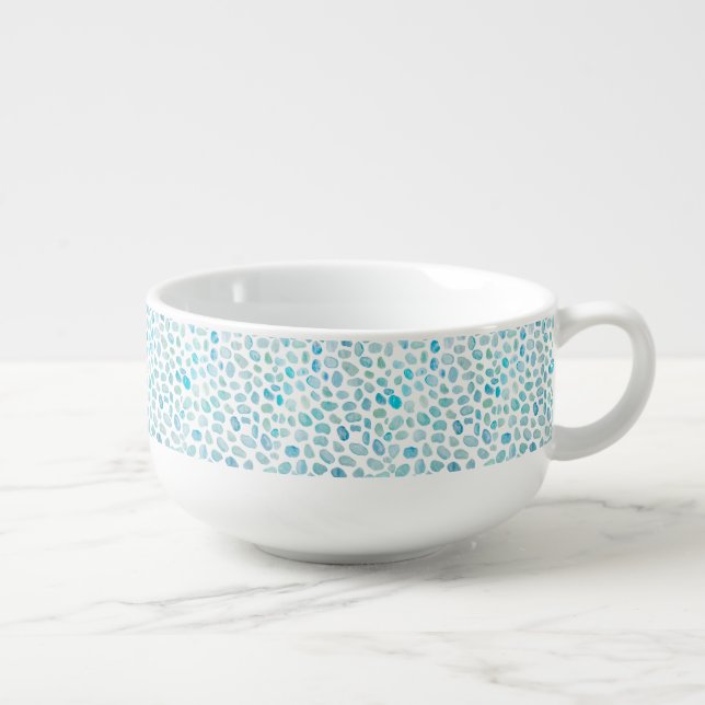 Sea Glass Coastal Pattern Beach Soup Mug (Left)