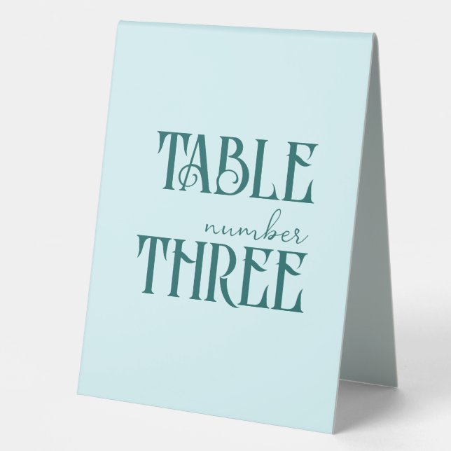 Sea Glass Coastal Unique Table Number Tent (Front)
