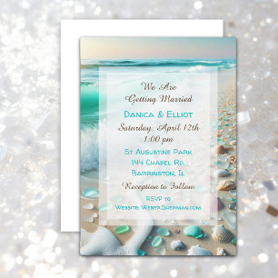 Sea Glass Coastal Wedding Invitation