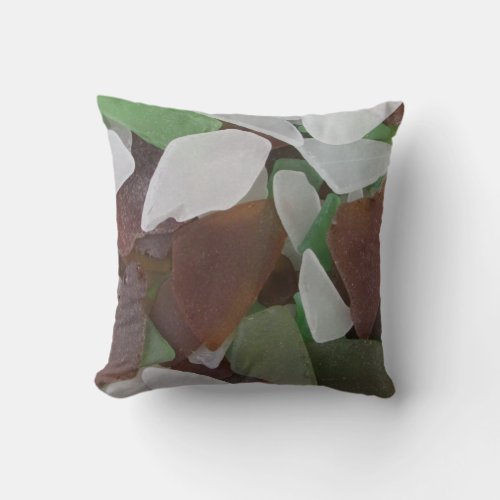 Sea Glass Collection Photo Earth Tone Beach Throw Pillow