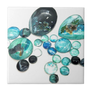 Sea glass colors flowers and bling ceramic tile