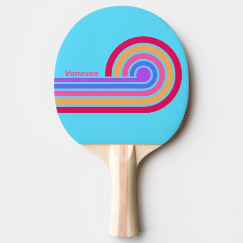 Sea Glass Curl Stripes with Name Ping Pong Paddle