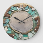 Sea Glass Driftwood Beach Square Wall Clock at Zazzle