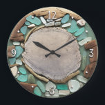Sea Glass Driftwood Beach Square Wall Clock<br><div class="desc">A sea glass and driftwood found object look clock. The wood is weathered looking and looks very real. Beautiful,  peaceful,  natural and rustic looking. Ideal for a beach house or for anyone who loves the ocean. Note: this is graphic artwork.</div>