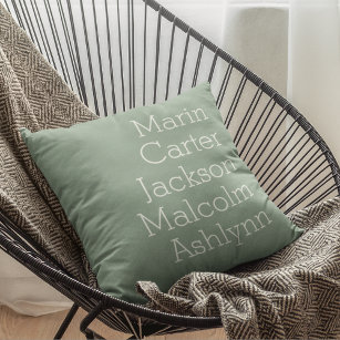 Sea Glass Five Kids Names Personalized Family Throw Pillow