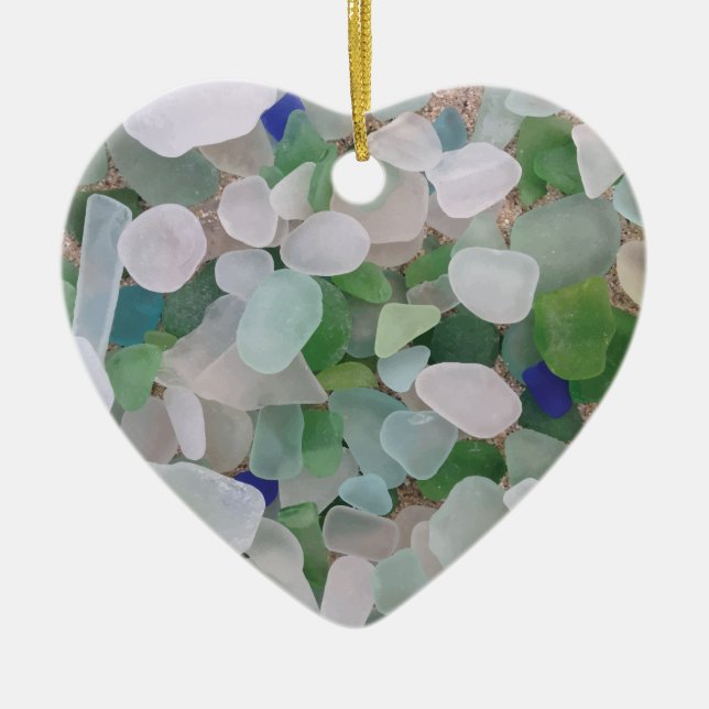 Sea glass from the ocean ceramic ornament (Front)