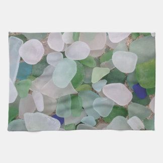 Sea glass from the ocean towel