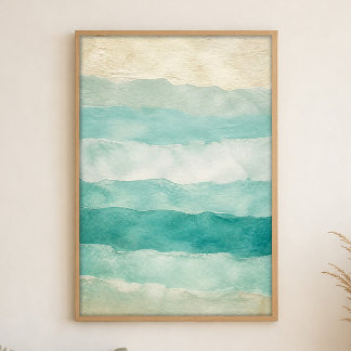 Sea Glass Gradient Watercolour Coastal Art Poster