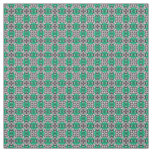 Sea Glass Green and White Repeat Tile Pattern Fabric