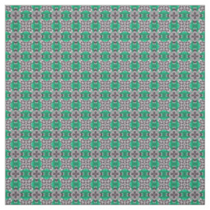 Sea Glass Green and White Repeat Tile Pattern Fabric
