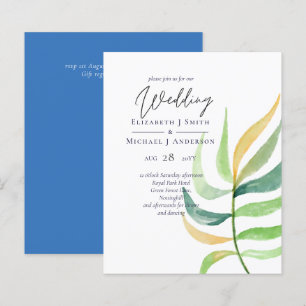 Sea Glass Green Blue Tropical Leaf Wedding