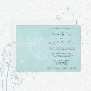 Sea Glass Green Dandelions Wedding Invitation