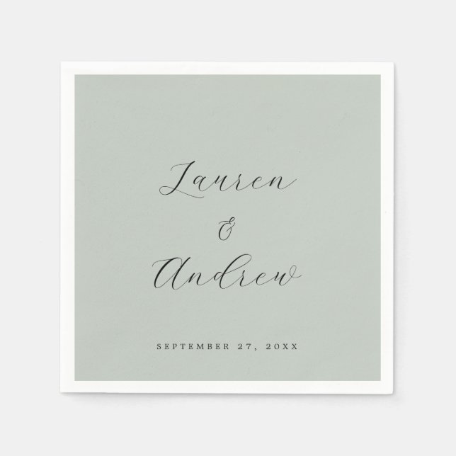 Sea Glass Green Elegant Modern Simple Wedding Napkins (Front)