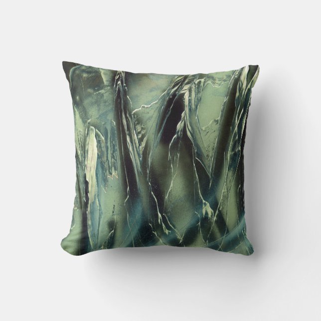 Sea Glass Green Rock Throw Pillow (Front)