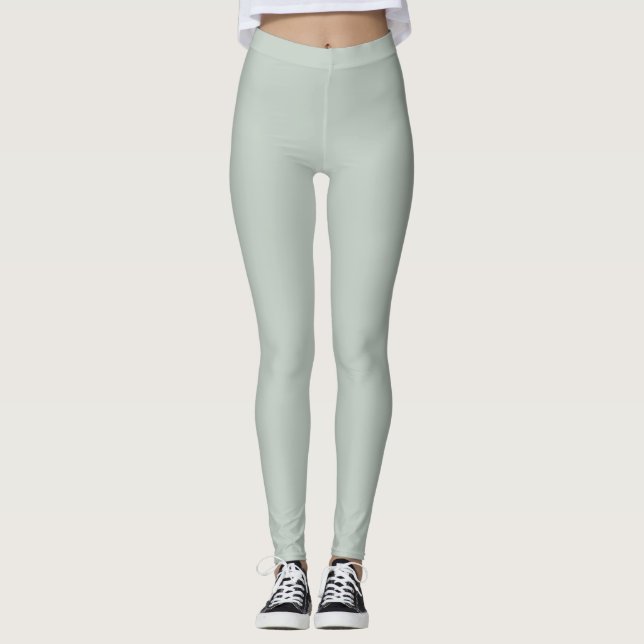 Sea Glass Green Solid Color Leggings (Front)