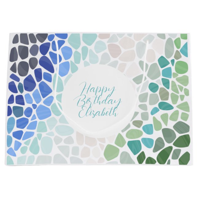 Sea Glass Happy Birthday Gift Bag (Front)