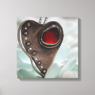 Sea Glass Heart Canvas Print
