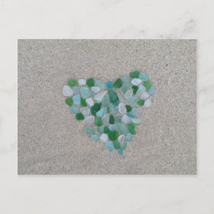 Sea glass heart postcard