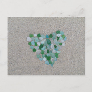 Sea glass heart postcard