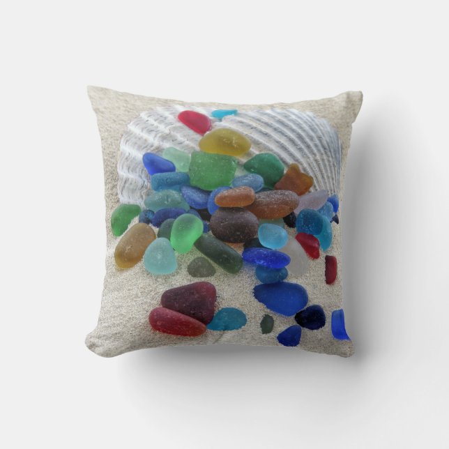 Sea glass in many colors - pillow (Front)