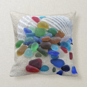 Sea glass in many colors - pillow