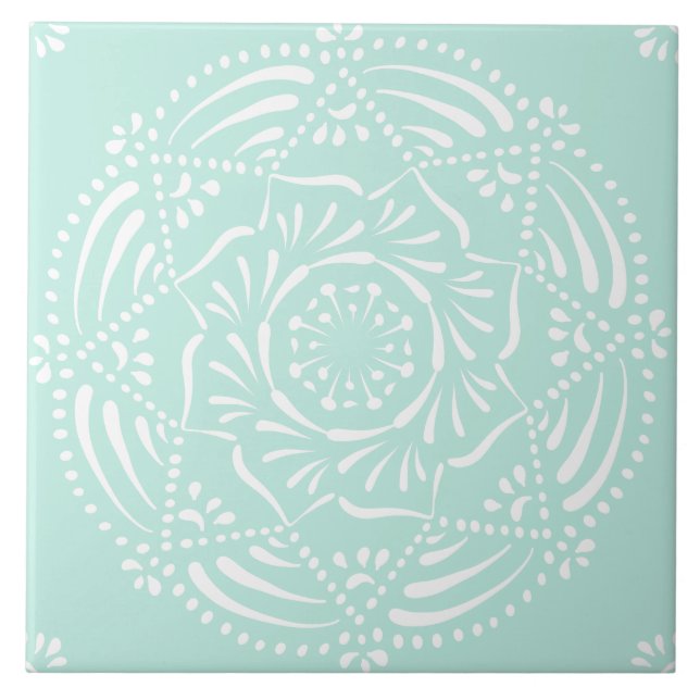 Sea Glass Mandala Ceramic Tile (Front)