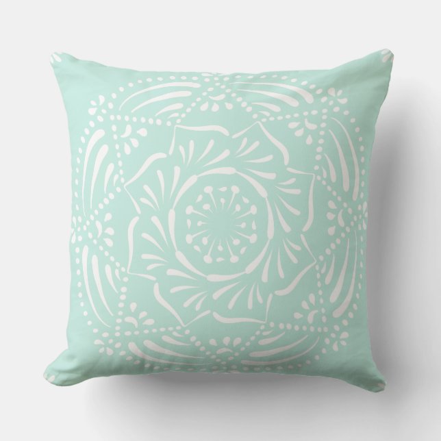 Sea Glass Mandala Outdoor Pillow (Front)