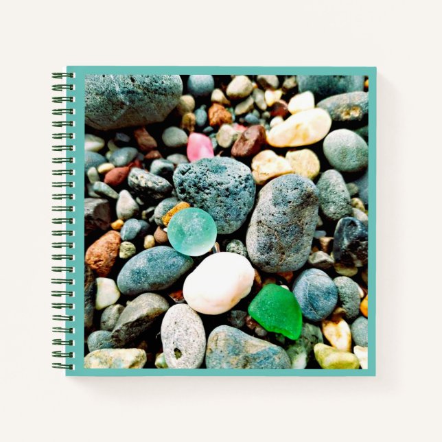 Sea Glass Marble Spiral Notebook (Front)
