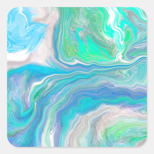 Sea Glass Marble   Square Sticker (Front)