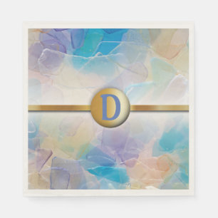 Sea Glass Monogram Beach Wedding Paper Napkin