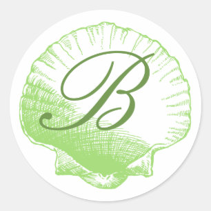 Sea Glass Monogrammed Sea Shell Sticker