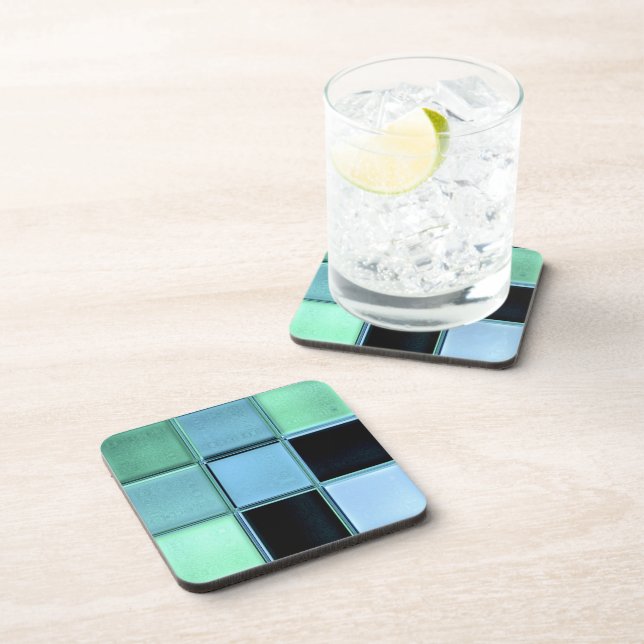 Sea Glass Mosaic coaster set with cork backs (Right Side)