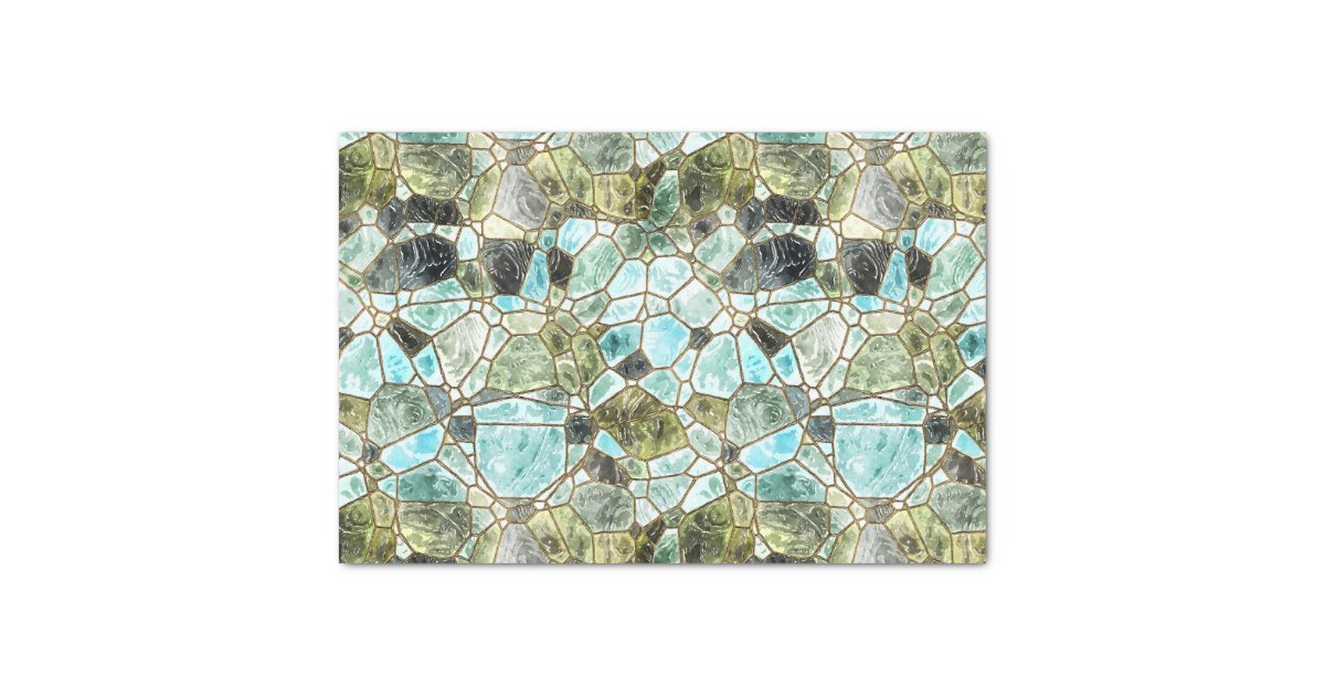 Sea Glass Mosaic Stained Glass Decoupage Tissue Paper Zazzle