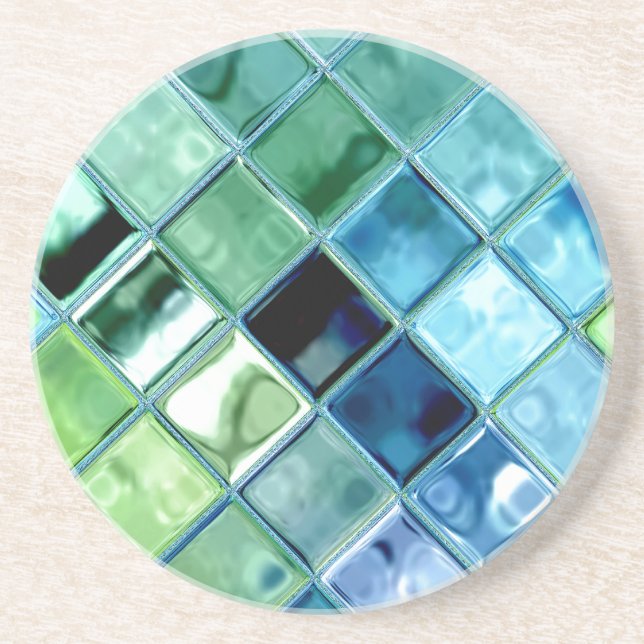 Sea Glass Mosaic Tile Art Coaster (Front)