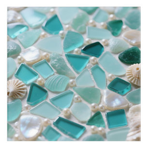 Sea Glass Mosaic Turquoise Coastal Charm Acrylic Print