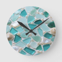 Sea Glass Mosaic Turquoise Coastal Charm