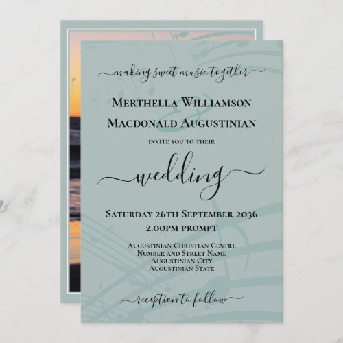 Sea Glass Music Notes Photo Wedding Invitation